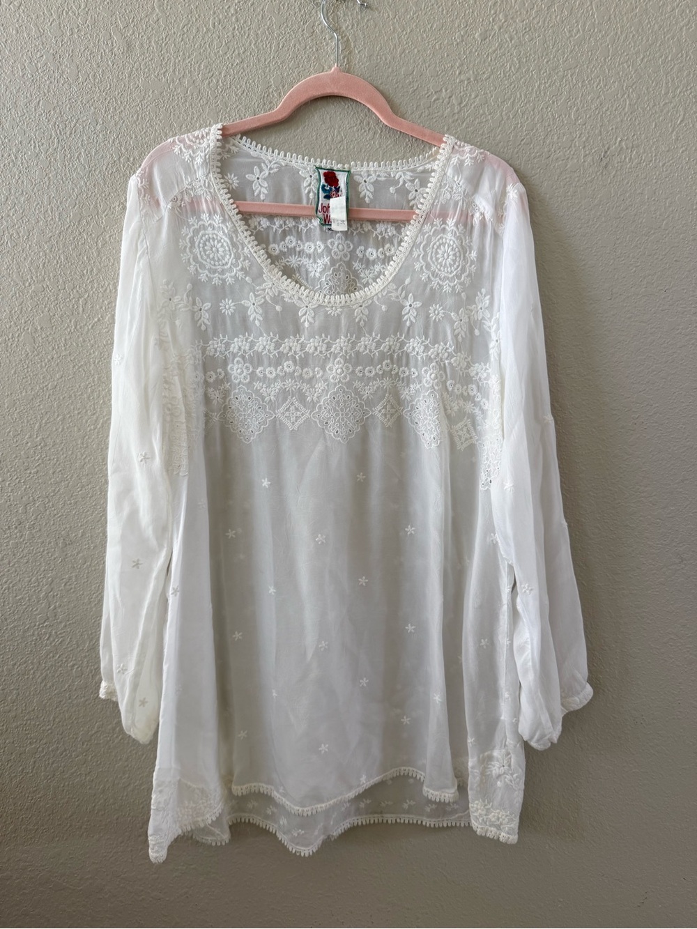 Johnny Was White Eyelet embroidered tunic